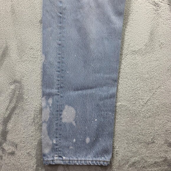 Levis 501 Jeans Mens 33x34 Light Wash Blue Button Fly Straight Leg Paint Stains - Picture 7 of 13